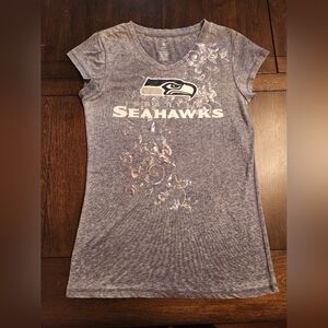 NFL Seahawks Teen Women's Holographic Heather Gray Tee Size Xl